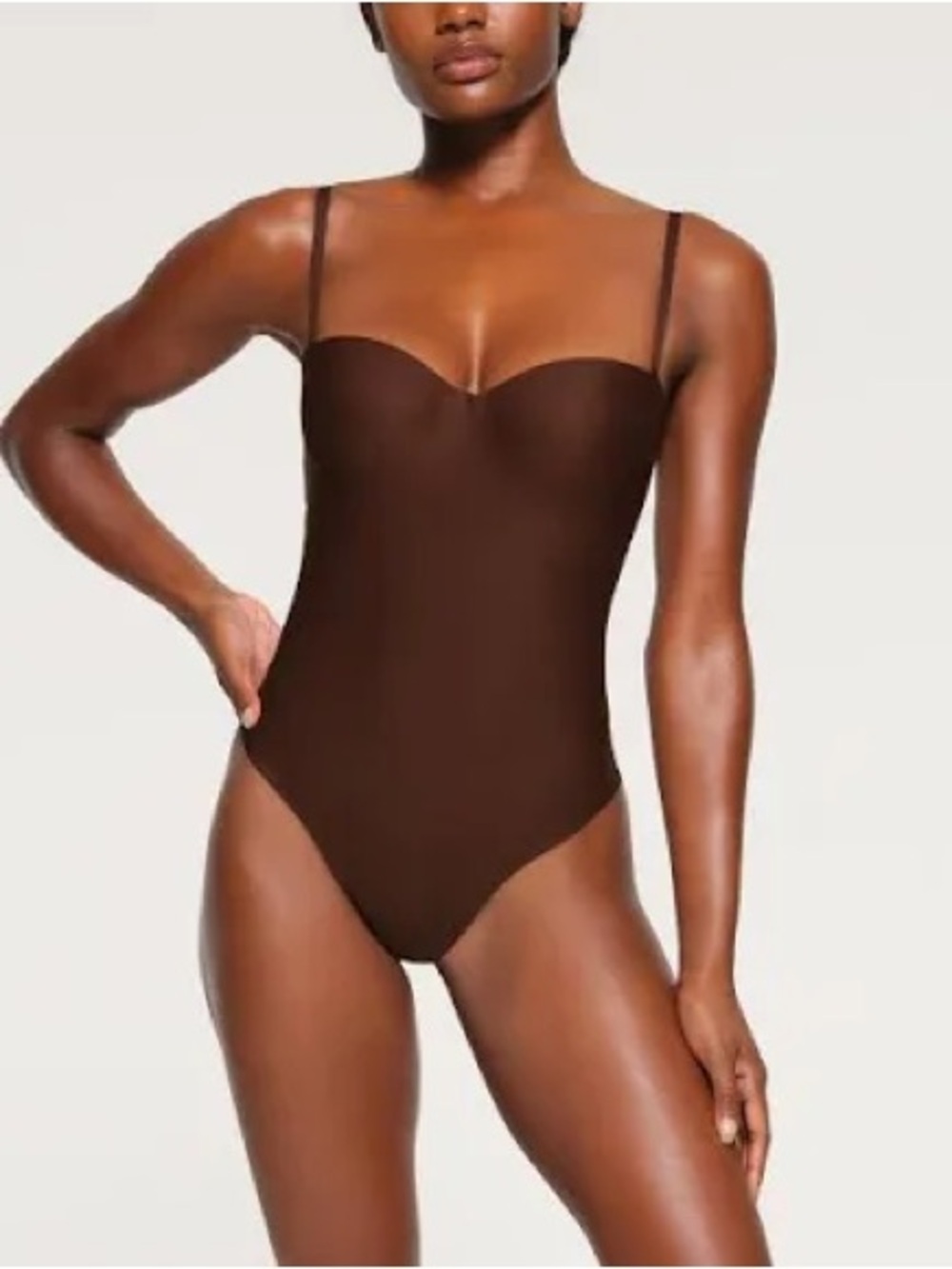 NWT SKIMS BODY UNDERWIRE THONG BODYSUIT COCOA